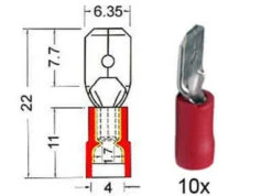 Flachstecker Isoliert 6,3mm Rot 151.004-0